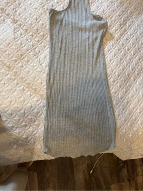 Heart Hips Light Gray Ribbed Tank Dress